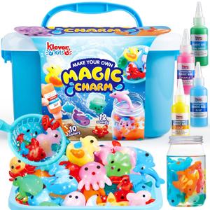 Klever Kits Water Gel Kit, Magic Fairy Water Gel Toy Kit with 10 Gels, 12 Molds, Preserving Bottle for Presents, Party Favors, Birthday Gifts, Arts & Crafts DIY STEM Kits for Kids