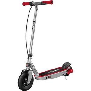 Razor Black Label E100 Electric Scooter – Silver/Red, up to 10 mph, 8" Front Tire, for Child 8+