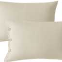 JELLYMONI Pillowcases Standard Set of 2 Cotton Button Pillow Covers 20×26in Light Khaki Bed Pillow Cases 100% Washed Cotton Soft Breathable (Pillows are not Included)