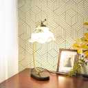 CiCiwind Gold Geometric Wallpaper Peel and Stick Wallpaper Beige and Gold Removable Wall Paper Striped Hexagon Contact Paper Self Adhesive Waterproof Vinyl for Bedroom Bathroom Wall 15.7"x393"