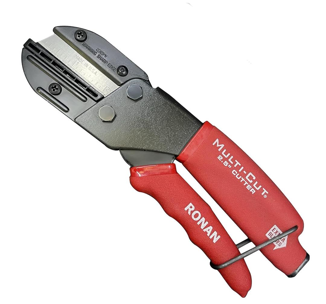 Ronan Multi-Cut Industrial Cutter Heavy-Duty Blade for Plastic, Rubber, Wood, Leather & More Replaceable Blades, Safety Lock, Ergonomic Grip, 3 Extra Blades Included