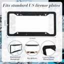 Timtin 2 Pcs Bling License Plate Frame Sparkly Rhinestone Diamond Accessories Stainless Steel Front License Plate Cover with Bling 4 Crystal Tire Valve Caps 1 Start Ring Sticker (Black)