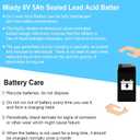 Miady 6V 5Ah Rechargeable Sealed Lead Acid Battery (2 Pack)