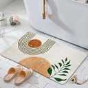 17"X35" Boho Bath Rugs for Bathroom Decor Non-Slip Bath Mat Absorbent Plush Microfiber Soft Carpet Machine Washable Bath Mat for Living Room,Showers,Laundry Room,White (Beige 2)