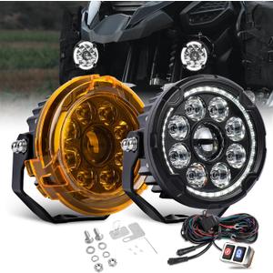 COLIGHT 4 inch Round Motorcycle Lights LED Pod Lights 2 Modes Offroad Work Lights Spotlight LED Driving Light with Waterproof Wiring Harness Kit
