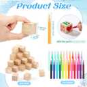 Wonderjune 147 Pcs Baby Shower Blocks Games Sets, 80 DIY Blank Wooden Block 42 Stencils 24 Watercolor Marker 1 Decorate a Block Game Sign for Gender Reveal Baby Shower Party Supplies(Blue Elephant)