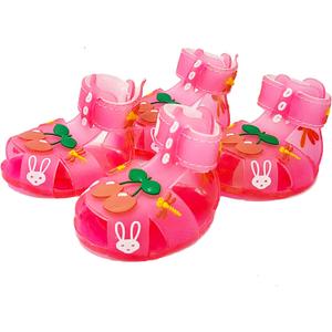 Cute Summer Dog Shoes Sweet Cherry Puppy Sandals Pet Jelly Shoes Flats, Dog Booties Paw Protector for Summer Hot Pavement (Candy Pink, #5: 2.56''x1.89''(Length*Width)