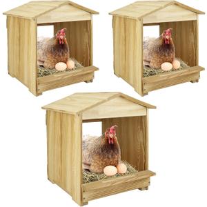 Chicken Nesting Box 3 Compartments - Wall Mount Wooden Egg Laying Nest Box for Chicken Coop, Easy to Assemble & Versatile Use for Hens, Ducks, Chickens
