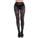 W-ZEST Tights for Women High Waist Fishnet Stockings Lace Leggings Floral Lace Pantyhose (US, Alpha, One Size, Regular, Regular, Blacksun god)