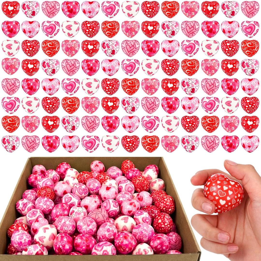 60 Pcs Valentine's Day Cute Heart Stress Balls Bulk 1.57'' Mini Heart Shaped Squeeze Balls Foam Stress Ball Relief Toys for Valentine Party Favor Gift School Carnival Reward