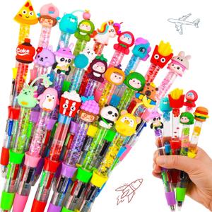 LiYiQ 24PCS Multicolor Pen in One Fun 4-in-1 Cute Pens Bulk Kawaii Cool Ballpoint Pens Fun Gifts