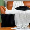 24x24 Throw Pillow Covers Set of 2, Decorative Faux Fur Covers for Bed, Couch Soft Fluffy Pillow Cover with Velvet Back for Living Room, Neutral Home Décor Accent for Sofa - Black