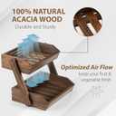 Large Capacity 2-Tier Wooden Fruit Basket, Durable Acacia Wood, 10.5" Tall, Spacious for Produce, Vegetables, Bread Storage and Home Kitchen Countertop