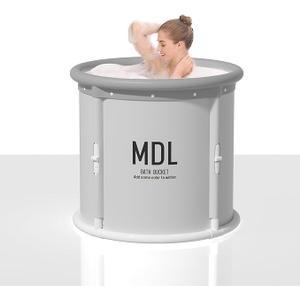 31.5" Extra Large Foldable Bathtub, Portable tub for Adults,Family Soaking Tub, Affordable,Lightweight,One second collapsible bathtub (Round, Gray)