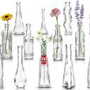 Small Vintage Glass Bottles with Corks, Mini Vases, Decorative Glass Bottle, Potion Bottles, Assorted Design - Set of 14 Assorted Design 5oz 6.5-7 inch Tall 1.8-2.inch Wide.