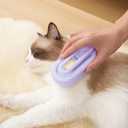 Soft 3-in-1 Silisone Spray Brush, Upgraded for Shedding, Cleaning and Spa Massage, Hair Removal, Best Water Steam Brush for indoor Long or Short Haired Cat and Dog (White, Handle)