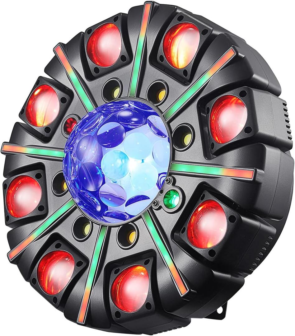 Moving Head DJ Lights for Parties, 180W RGBW LED Moving Head Lights, 8-Arms Stage Lighting Sound Activated DMX 512 Control for Disco Club Wedding Parties World Cup