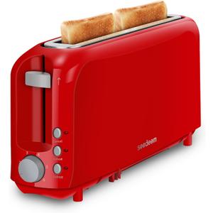 SEEDEEM 2 Slice Slim Toaster, Single 10" Long Slot Toaster Fits Bagels & Artisan Bread, 6 Shade Settings, Cancel/Reheat/Defrost, Removable Crumb Tray, Auto Shut-Off, Red (3.54*14.37*6.89)