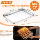 LIANYU Stainless Steel Baking Sheet Set of 3, 20”x14”, Dishwasher Safe, 19.7x13.8x1 Inch