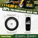 11x4.00-5 Flat Free Lawn Mower Tire & Wheel with 3/4" bearing bore, 5/8 Extra Bearings & Spacers, Fits Zero Turn Mower, Garden Tractor, 350 lbs Capacity, 2-Pack