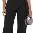 Ekaliy Women's 2 Piece Pants Suit Sexy One Shoulder Top Flare Pants Sets Elegant Jumpsuits Formal Going Out Suit (Black, XL)