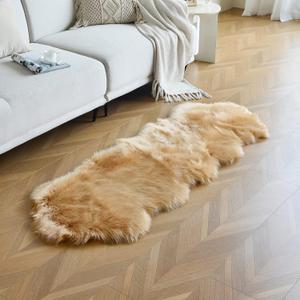 duduta Beige Faux Sheepskin Runner Rugs 2x6 ft, Fluffy Shag Bedroom Rug Fur Sofa Couch Covers Washable