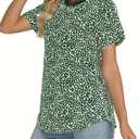 Womens Casual Tops Trendy Short Sleeve T Shirts Silm Fit Polka Dot Tunics Elegant Crew Neck Tees S (S)