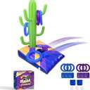 Nattork Pool Games- Pool Cornhole & Ring Toss Games 2in1 for Adult and Family- 6 Bean Bags with Anchor Bags for Poolside & Backyard- Inflatable Portable Summer Party Swim Ring Game (Amber Violet)