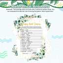 Yinder 145 Pcs Baby Shower Games Activities Cards with 20 Pencils Includes Baby Bingo Description and Wishes Guess Who Price is Right Word Scramble Game(Green Leaves)