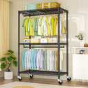 FUTASSI P3 Plus Rolling Clothes Rack, Clothing Racks for Hanging Clothes, Heavy Duty Garment Rack with Wheels, Freestanding Portable Closet Rack 45" W x 14" D x 78.5" H, Max Load 480 LBS, Black