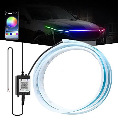 Vooda Ultra Thin LED Hood Light Strip, RGB Illusory Color Beam Kit, Multicolor Flexible LED Daytime Running Strip Lights for Cars, Trucks, Pickups, SUVs, etc (70in)