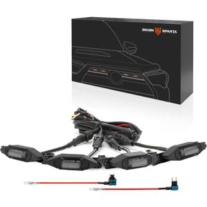 SEVEN SPARTA 4 PCS Grill Led Lights Compatible with Toyota 4Runner 2020-2024, Including SR5, TRD Sport, Off-Road, Premium and Limited Grille, Fuse and Instruction Included (Smoke Shell/White Lights)
