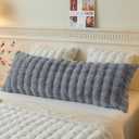 LIFEREVO Fluffy Faux Rabbit Fur Body Pillow Cover, Soft Cute Bubble Shaggy Plush Bed Body Pillowcase with Zipper Closure, Long 20"x54" Fuzzy Furry Pillow Case for Pregnancy Side Sleeper, Light Grey