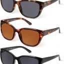 JOLISU 3 Pack Reading Sunglasses for Women/Men, Built-in Sun Reader W/outdoor UV400 Protection