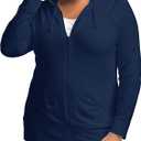 Just My Size Women's Full Zip Jersey Hoodie, Navy, 3X