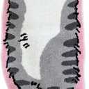 Pink Gray cat Rug - Cat Shaped bathmat - Handmade & Premium- 28in W (70cm) - Kitty Decor - Living Room, Bedroom, Children Room, Door mat - Luxape cat Rug (Luxape-f)