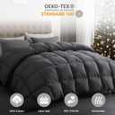 DAICO Goose Feather Down Comforter Full Size, All Season Luxury Hotel Fluffy Duvet Insert, Ultra Soft 100% Cotton Shell with 8 Corner Tabs, Paisley Design (82x90'', Black)