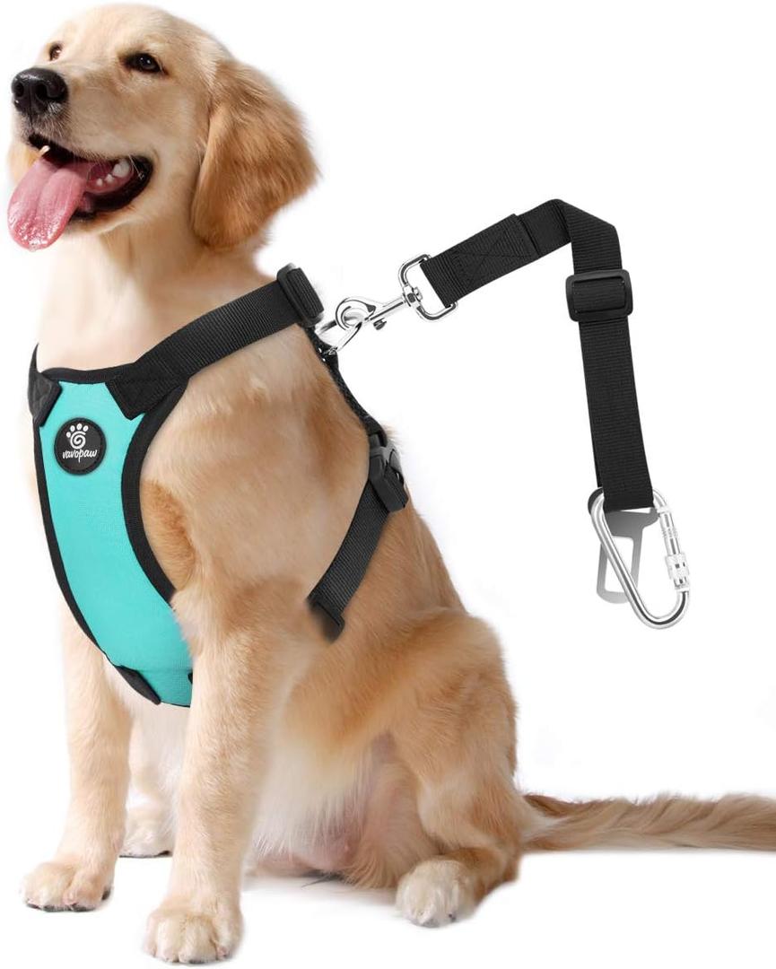 VavoPaw Dog Seat Belt, Safety Vest Dog Car Harness with Adjustable Buckle Dog Seat Belt for Vehicle Nylon Pet Safety Seat Belts Heavy Duty(XL, Blue) (XL (Chest: 24.4-34.7", Neck: 18.9-29.1"))