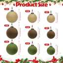 Aneco 36 Pcs Velvet Christmas Ornaments Bulk, 3 Sizes Flocked Christmas Tree Ball, Plastic Xmas Decorative Hanging Ornaments with 36 Ribbons for Xmas Holiday Wreath Tree Decor (Green, Beige, Brown)