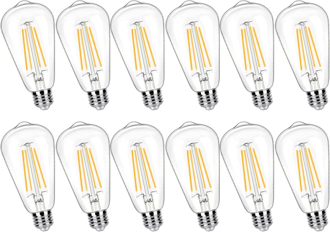 12 Pack 100 Watt Equivalent LED Edison Bulbs, 9W LED Light Bulbs, 2700K Soft Warm with E26 Standard Base, 120V Not-Dimmable, CRI 90, 1250LM