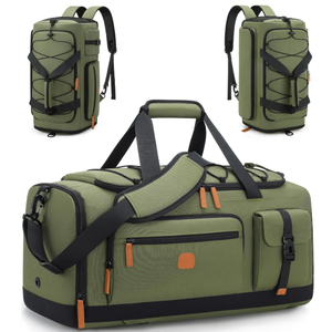 Gym Bag for Men and Women with Shoe & Laptop Compartment, 3-in-1 Sports Travel Duffel Bag Anti-Theft Weekender Carry-On Backpack for Airplane & Workout, Overnight Travel Bag,35L (Green, Medium)