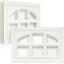 Tandefio 2 Pcs 20-7/8" x 13-3/4" Garage Door Windows, Replacement Vinyl Pane Inserts Kit with UV Resistant Resin Glass for Exterior Garage Door Windows Inserts, Beige (House Shaped)