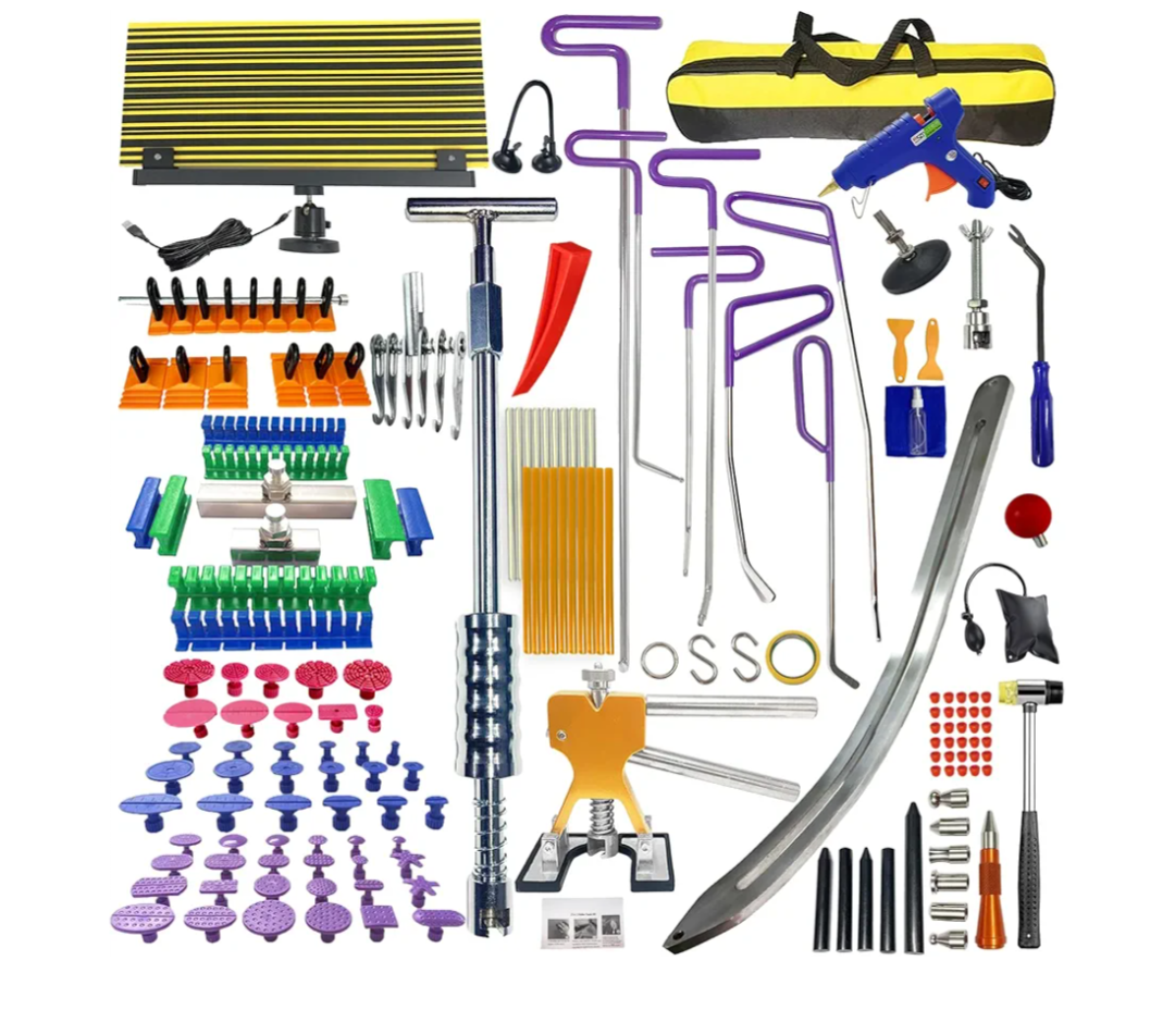 159pcs/Set Auto Body Dent Repair Tools Kit,Big Size Slide Puller&Dent Rods Crowbar,paintless Car Dent Lifter Hail Removal,A Complete Car Dent Repair Tools Set for Professional Car Repair Shop