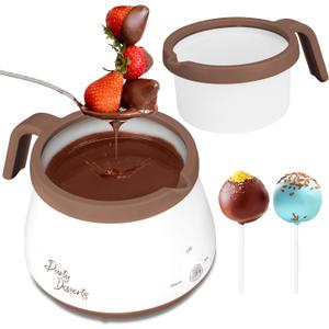 Candy and Chocolate Melting Pot, Mini Electric Fondue Pot, Melts Candy Chocolate in a Couple of Minutes, Ideal for Cake Pops Cookies Cakes, 1 Cups, Single Pot, Brown