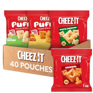 Cheez-It Cheese Crackers, Baked Snack Crackers, Lunch Snacks, Variety Pack (40 Pouches), Best By: 10/13/2025