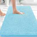 OLANLY Bathroom Rugs 36x24, Extra Soft Absorbent Chenille Bath Rugs, Rubber Backing Quick Dry, Machine Washable Bath Mats for Bathroom Floor, Tub and Shower, Home Decor Accessories, Sky Blue