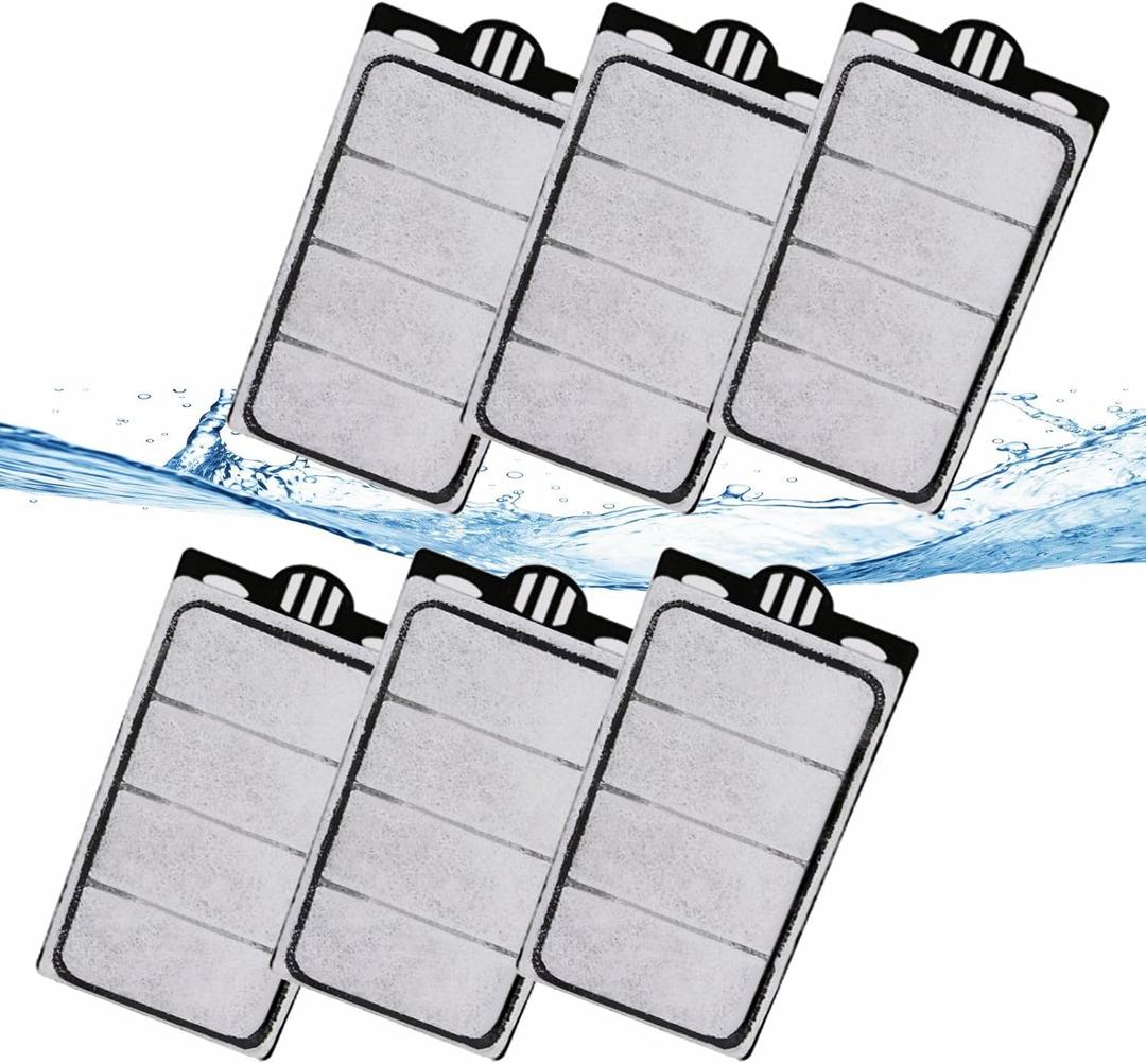 GOZILLA 6 Pack Auqarium Filter Cartridges, 3-Layer Auqarium Filters Replacement Plates, Turtle Tank Filter Sponges with Activated Carbon, Suitable for 3.5W 74GPH Low-Water Filters.
