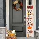 Hello Fall Welcome Wooden Porch Sign 47" with Bow Fall Decorations Outdoor Front Door Porch Decor Large Rustic Farmhouse Standing Sign for Garden Home Yard Season