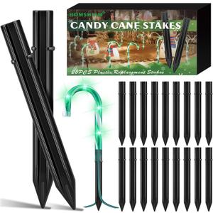 20PCS Replacement Stakes for Christmas Candy Cane Lights Outdoor, Plastic Candy Cane Pathway Markers Lights Spike Replacer, Size 0.68 * 6.05 Inches, Used to Maintain Candy Cane Pathway Lights