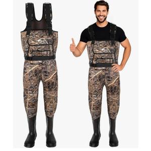 8 Fans Hunting Waders with 1000G Insulation Rubber Boots, Neoprene Chest Wader, Waterproof Bootfoot Waders for Men & Women. size 12